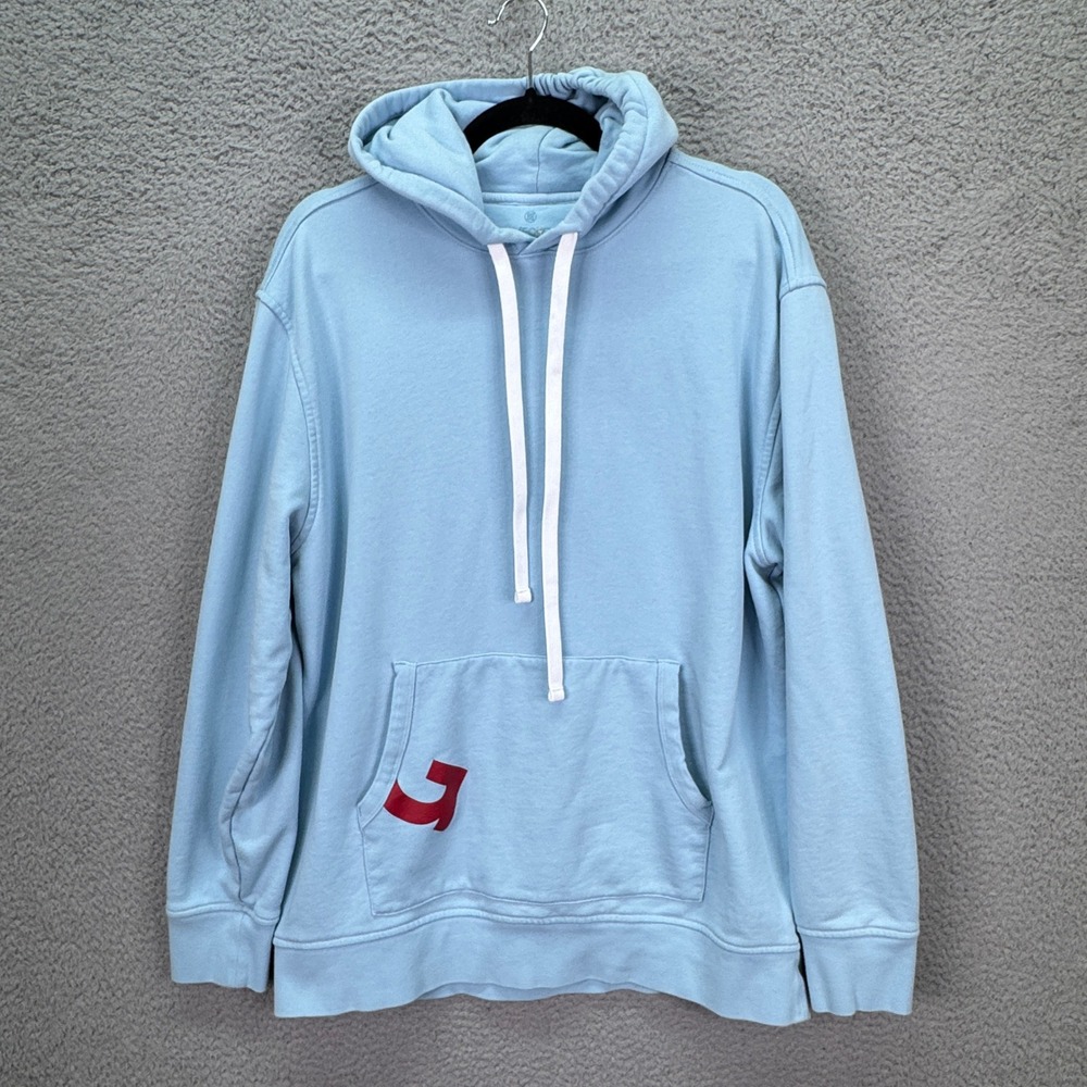 G/FORE Hoodie Mens XL Light Blue Baja Red Logo Pullover Sweatshirt Performance